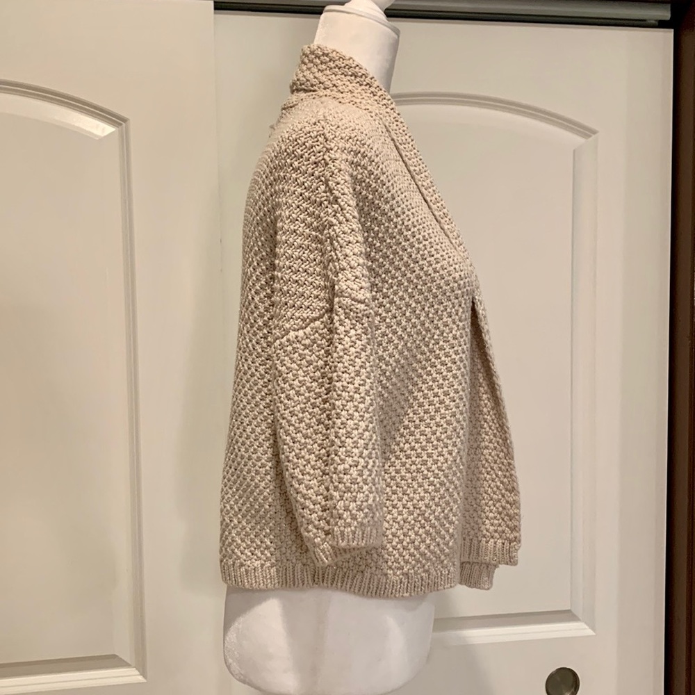 ANN TAYLOR LOFT GOLD SPARKLE BEIGE OPEN FRONT CARDIGAN - Picture 3 of 10